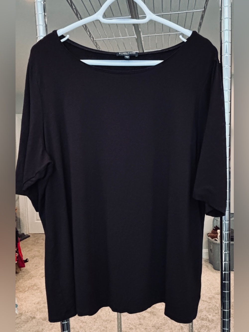 Eileen Fisher Woman chocolate brown elbow sleeve shirt plus size 2X slinky comfy
